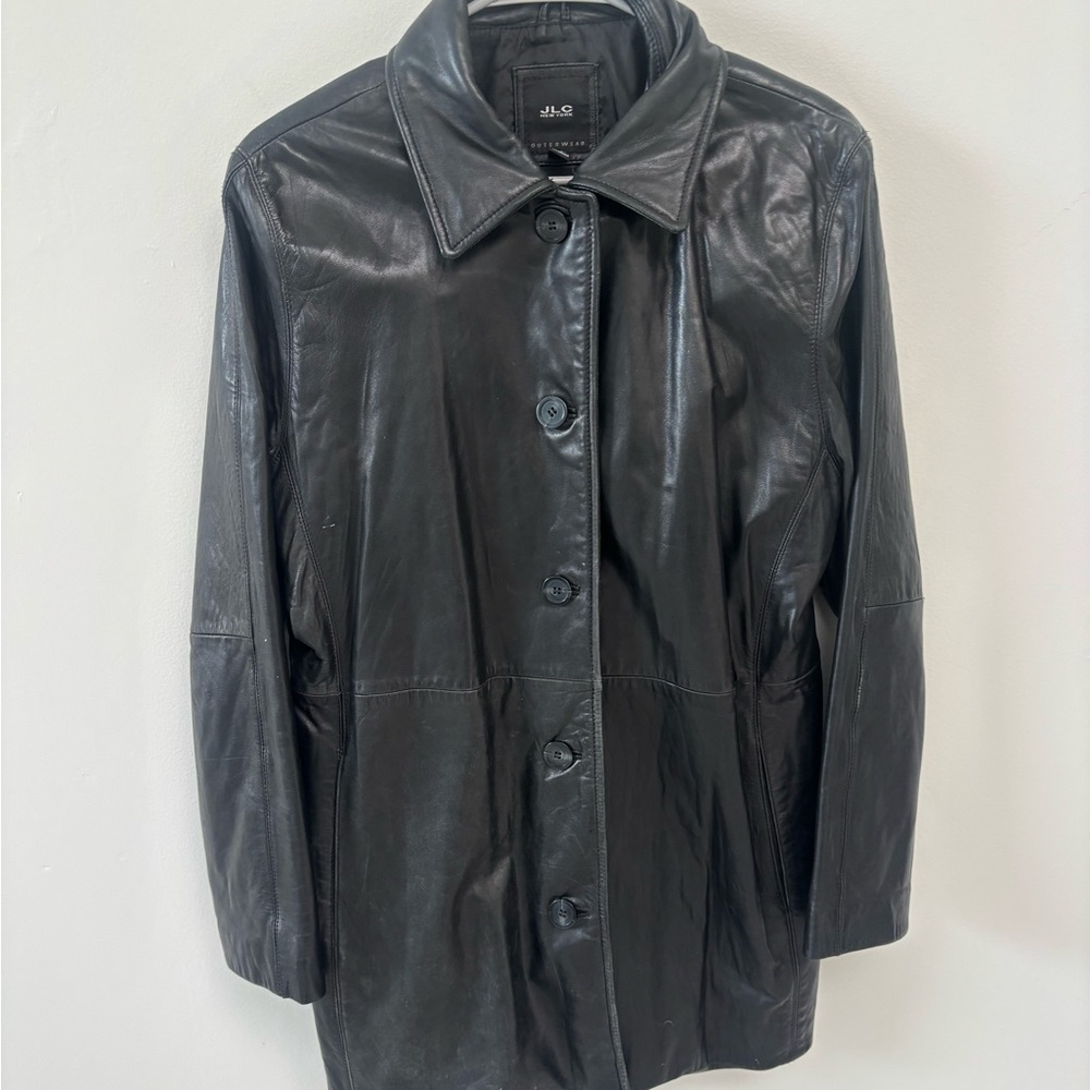 JLC Women's Black Leather Coat